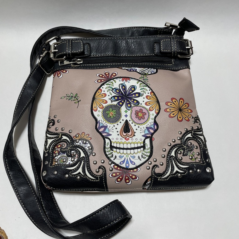 Cowgirl Trendy Sugar Skull Crossbody‎ Handbag New w/Tags Adjustable Strap